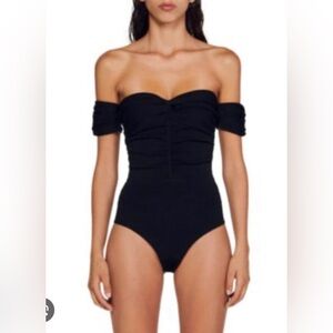 Sandro Black Off-Shoulder Bodysuit